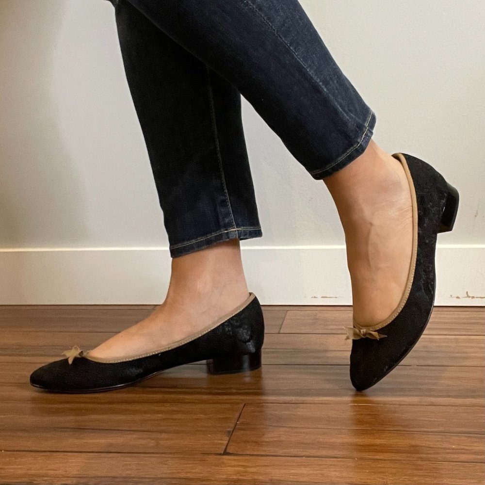 Italian Leather and Lace Pointy Flats -8-